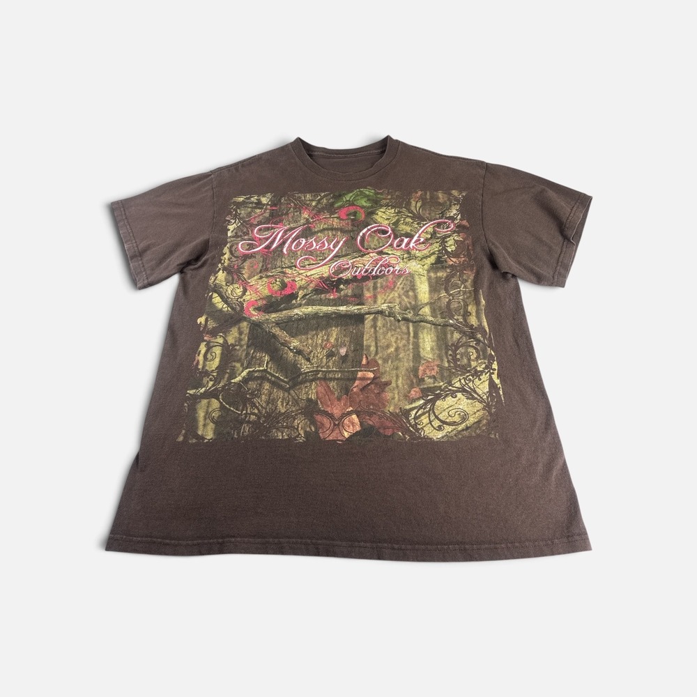 Mossy Oak Outdoors Graphic Tee Brown Pink Its An Obsession Short Sleeve Shirt